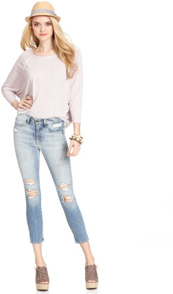 Joe's Cropped Skinny Lightwash Destroyed - Lyst