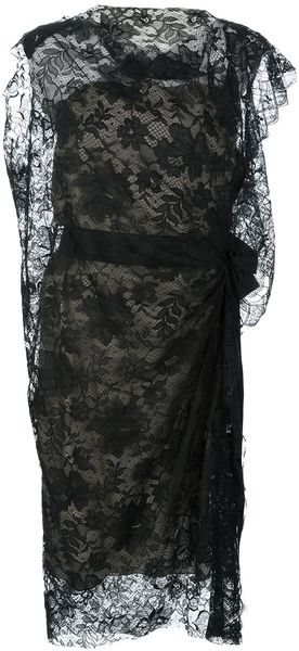 Lanvin Draped Lace Dress - Lyst