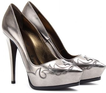 Lanvin Metallic Leather Platform Pumps - Lyst