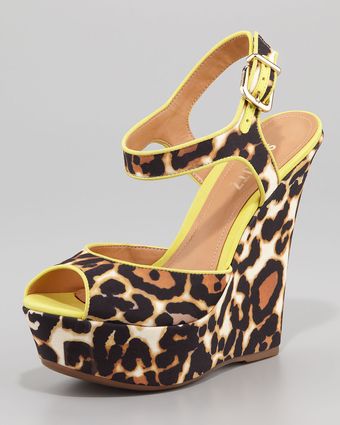 Schutz Nubuck Leopardprint Wedge - Lyst