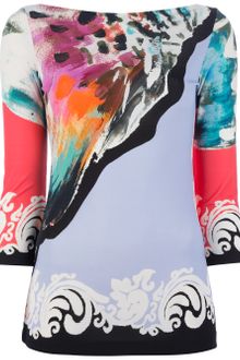 Etro Printed Boat Neck Top - Lyst