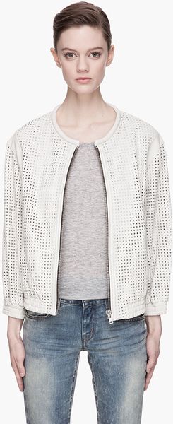 Iro Off White Lamb Leather Mesh Punchout Jacket - Lyst
