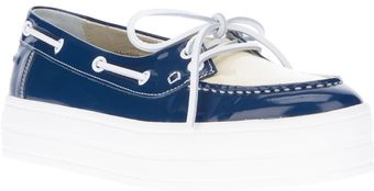 Sonia Rykiel Patent Bicolour Boat Shoe - Lyst
