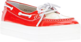 Sonia Rykiel Patent Bicolour Boat Shoe - Lyst