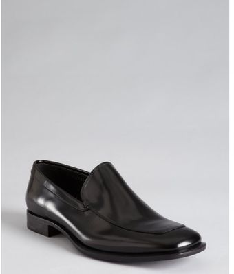 Prada Black Shined Leather Loafers - Lyst