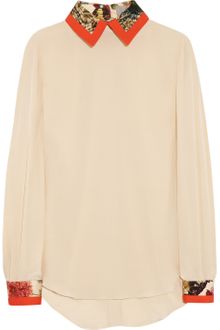 Preen Strawberry Cotton trimmed Silk Crepe De Chine Blouse - Lyst