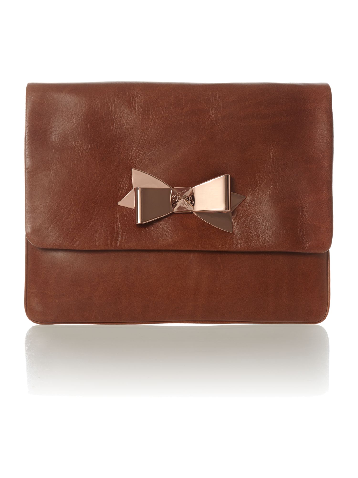 Ted Baker Bow Leather Clutch Bag in Brown | Lyst