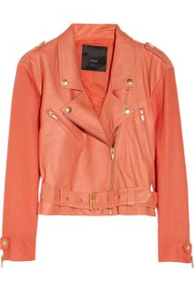 Veda Matisse Linen-Sleeved Leather Biker Jacket - Lyst