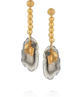 Yves Saint Laurent Chyc Gold Plated Agate Drop Earrings - Lyst
