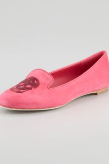 Alexander McQueen Embroidered Sequined Skull Smoking Slipper - Lyst