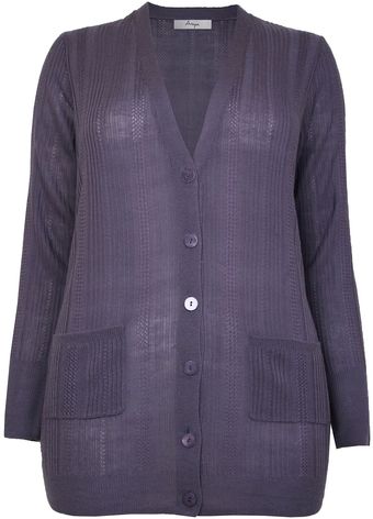Ann Harvey Pointelle Boyfriend Cardigan - Lyst