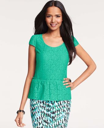 Ann Taylor Floral Lace Peplum Top - Lyst