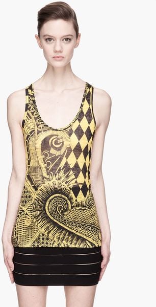 Balmain  Patterned Knit Linen Tank Top - Lyst