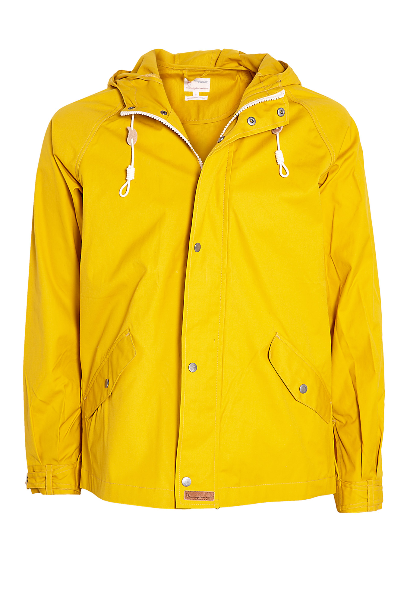 Knowledge Cotton Apparel Yellow Light Wax Canvas Rain Jacket in Yellow