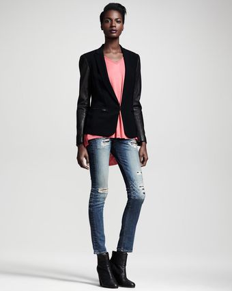 Rag & Bone Leathersleeve Moto Blazer - Lyst