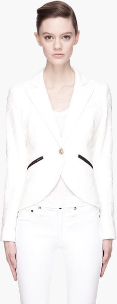 Smythe Off-White Jacquard Floral Lace Blazer - Lyst