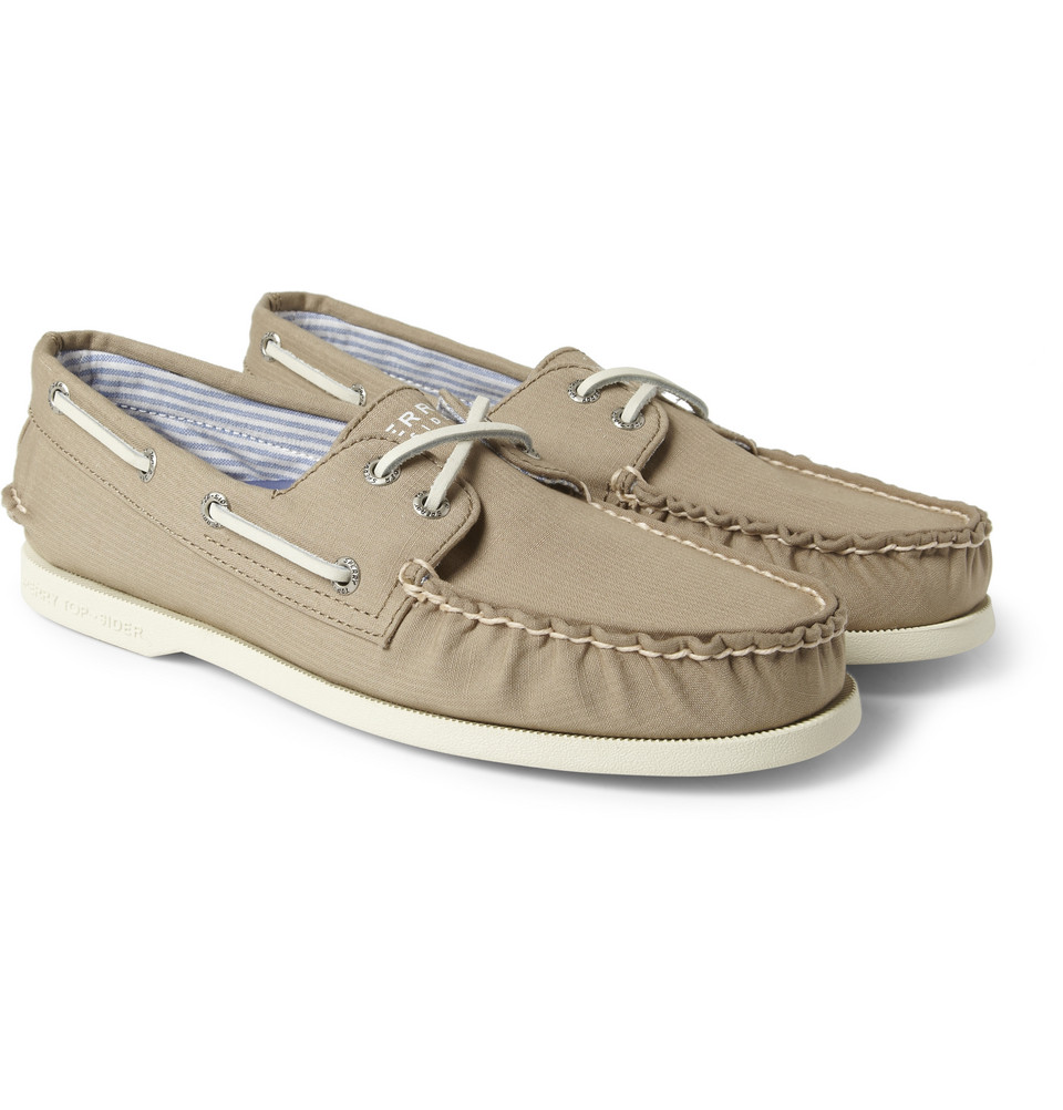 Sperry Topsider Canvas Boat Shoes in Brown for Men  Lyst