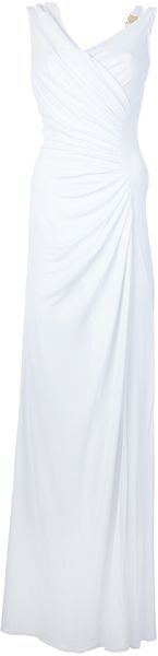 Versace Gathered Full Length Dress - Lyst