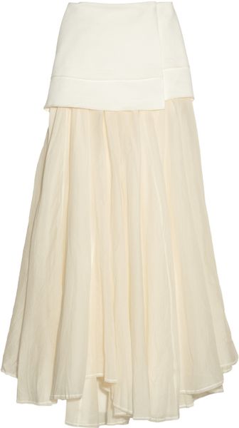 Acne Studios Moon Cotton canvas and Cotton voile Maxi Skirt in Beige