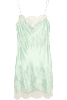 Carine Gilson Lace-Appliquéd Silk-Satin Chemise - Lyst