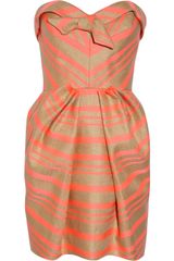 Delpozo Striped Woven Linen-Blend Bustier Dress