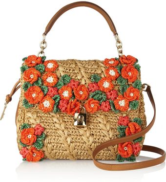 Dolce & Gabbana Miss Dolce Raffia and Leather Shoulder Bag - Lyst