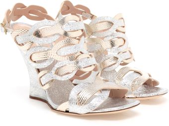 Dries Van Noten Interwoven Metallic Wedges - Lyst