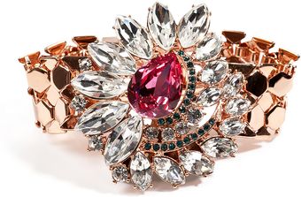 Mawi Rose Goldplated Flower Embellished Watchstrap Bracelet in Pink - Lyst