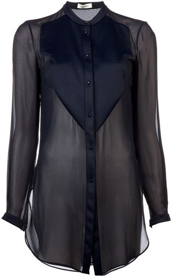 Mugler Sheer Bib Blouse - Lyst