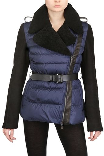 Antonio Croce Shearling Sleeve Nylon Down Jacket - Lyst