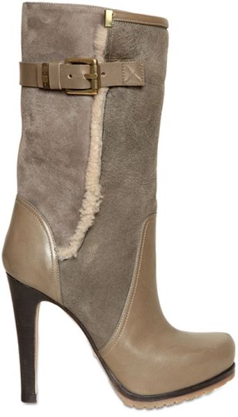 brown and gray boots