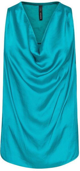 Mango Draped Satin Top - Lyst