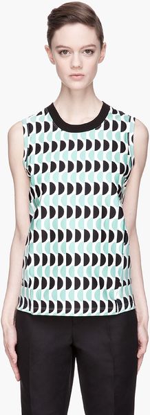 Marni Mint and Black Sleeveless Tshirt - Lyst
