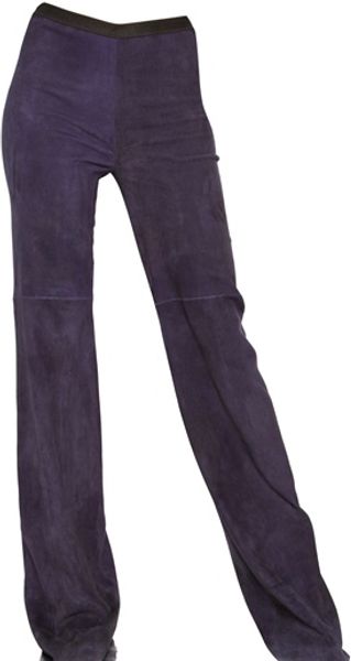 Maurizio Pecoraro Lambskin Suede Stretch Trousers - Lyst