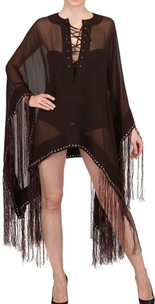 Tom Ford Fringed Silk Georgette Poncho Shirt - Lyst
