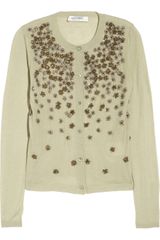 Valentino Embellished Tulle and Jersey Cardigan