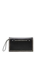 Valentino Rockstud Flap Bag Clutch in Nero