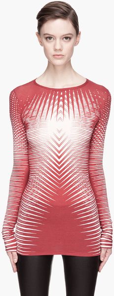 Gareth Pugh Red and White Patterned Long Sleeve Top - Lyst