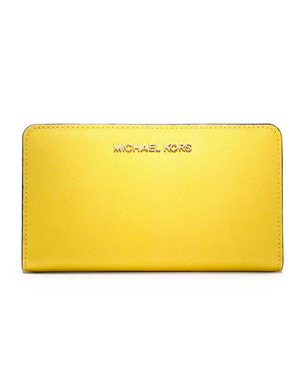 Michael Michael Kors Large Insidestripe Saffiano Wallet in Yellow ...
