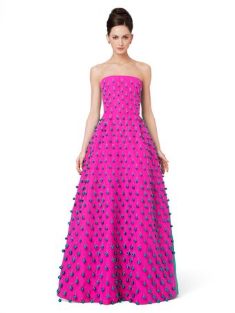 Oscar de la Renta Strapless Ball Gown with Tassel Embroidery - Lyst