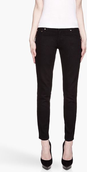 Pierre Balmain Black Laceup Leg Stretch Jeans - Lyst
