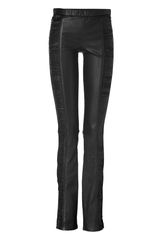 Roberto Cavalli Black Draped Slash Panel Leather Pants