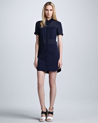 Theory Luxe Crepe Shirt-Dress - Lyst
