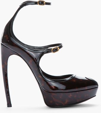 Alexander McQueen Black and Brown Tortoiseshell Patent Dream Heels - Lyst