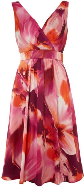 Ariella Printed V Neck Shift Dress - Lyst