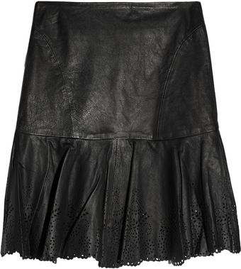 Sara Berman Doily Lasercut Leather Skirt - Lyst