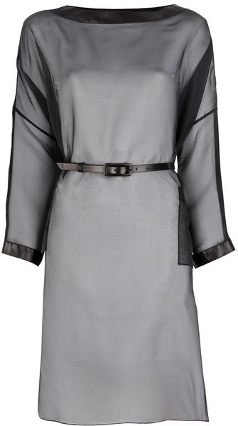 Valentino Sheer Lambskin Trim Dress - Lyst