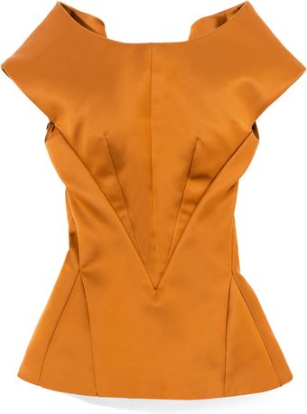 Zac Posen Rust Mega Duchess Satin Top - Lyst
