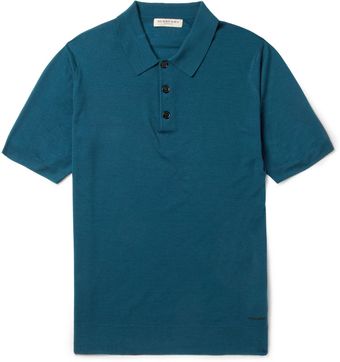 Burberry Fine Knit Merino Wool Polo Shirt - Lyst