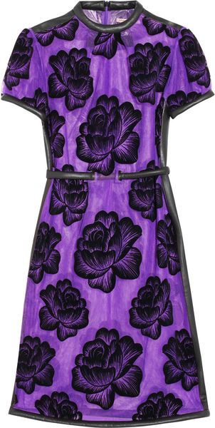Christopher Kane Leathertrimmed Flocked Tulle Dress - Lyst